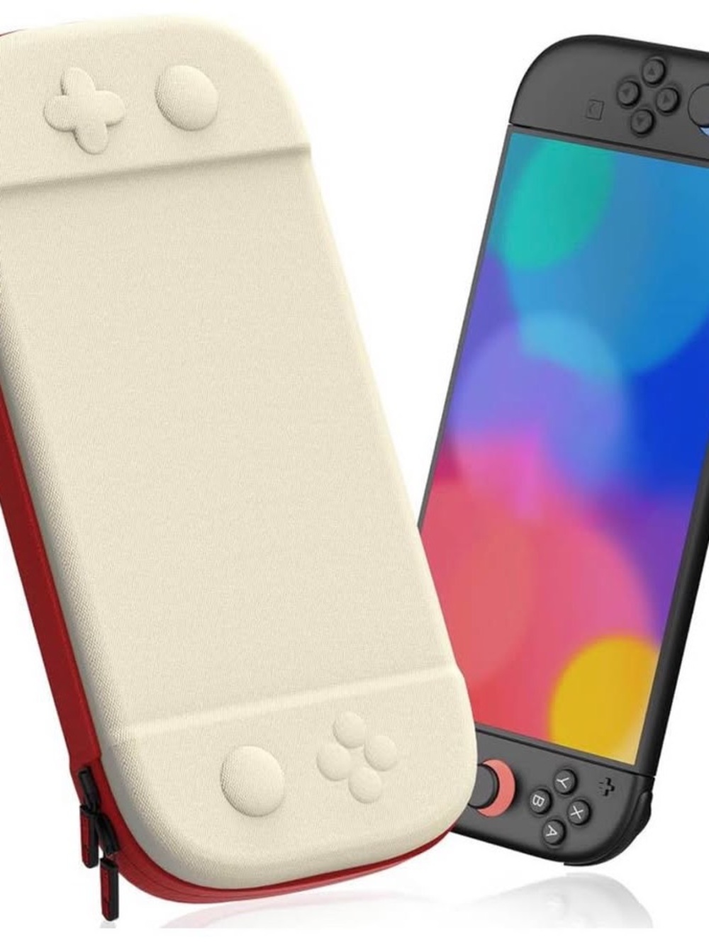 Portable Handheld Console Carry Case - Cream and Red